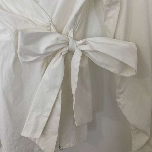 Tailored cotton wrap style bow blouse - Picture 2 of 3